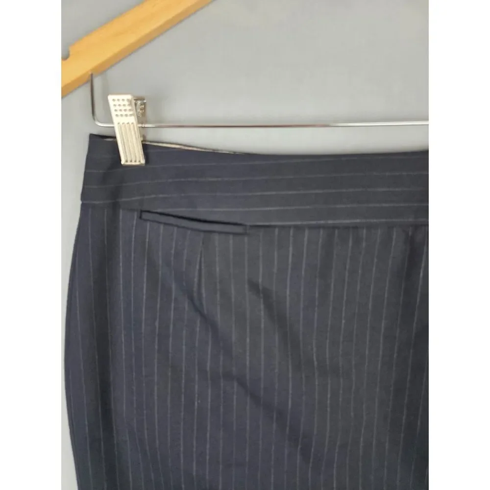 Vintage Pinstripe Anne Klein Wool Blend Pencil Skirt 8 Old Mney Preppy